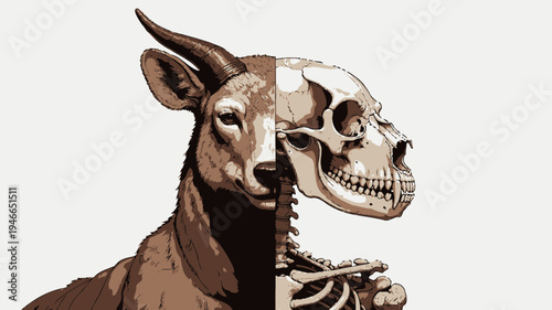 Conceptual Image of Deer and Skeleton