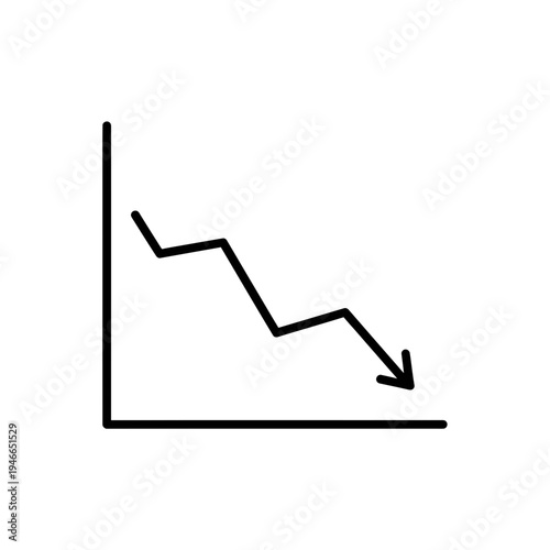 Downward Trend Graph Line with Arrow vector illustration