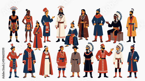 Diverse Group of People in Traditional Costumes