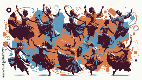 Dancing Figures in Motion Art