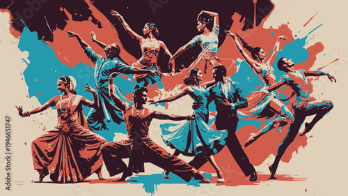 Group of Dancers in Artistic Composition