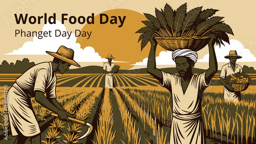 World Food Day Farmers Harvesting Rice in a Field