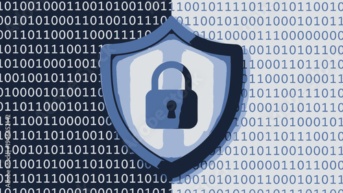 Cyber Security Shield with Binary Code vector illustration