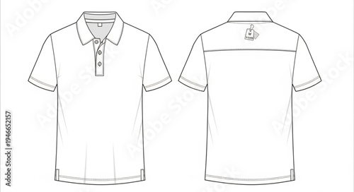 Technical Drawing of a Classic Polo Shirt Design.