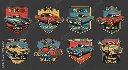 Vintage Car Emblems Collection - Classic Motor Company Designs.