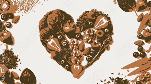 Heart Shape Made of Healthy Food vector illustration