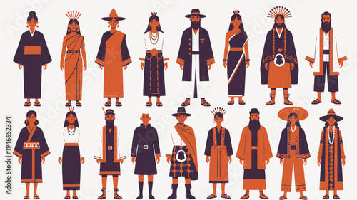 Collection of Ethnic and Cultural Clothing vector illustration