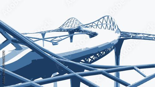 Architectural Rendering of a Modern Bridge Design vector illustration
