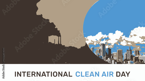 International Clean Air Day Pollution vs Clean Air vector illustration