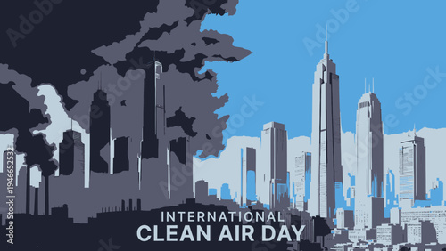 International Clean Air Day with City Skyline vector illustration