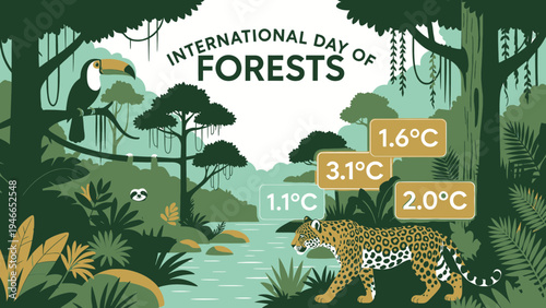 International Day of Forests Climate Change Awareness vector illustration