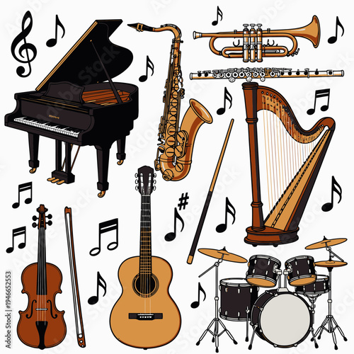 Orchestral Instruments Set Musical Instruments Collection