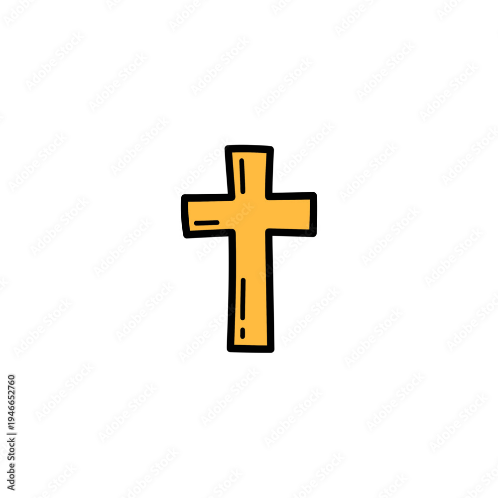 Fototapeta premium Simple Christian Cross Icon with Black Outline vector illustration