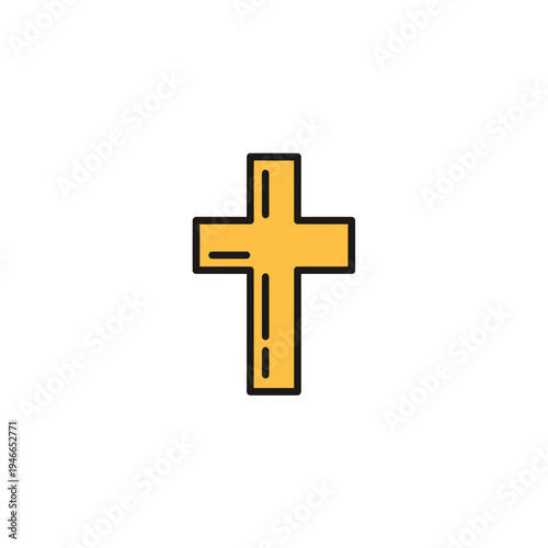 Simple Gold Christian Cross on White Background vector illustration