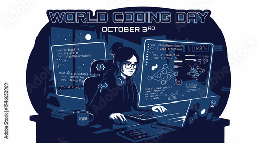 World Coding Day Concept vector illustration