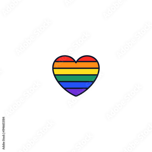 Rainbow Heart Symbol Isolated on White Background vector illustration
