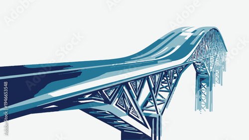 Stylized Bridge Architecture with Blue Tones vector illustration