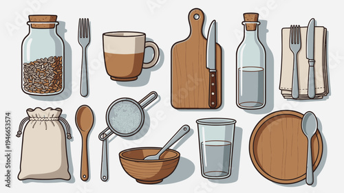 Kitchen Utensils Isolated on White Background vector illustration