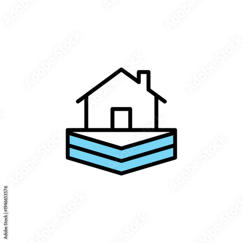 House Foundation Icon on Blue Background vector illustration