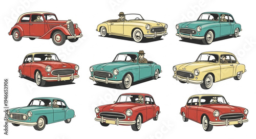Collection of Classic Cars in Various Colors and Styles.