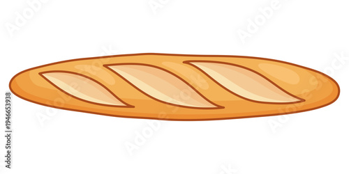 French baguette loaf bread vector illustration isolated on white background