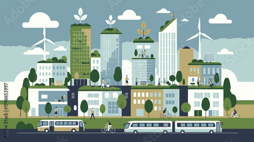 Sustainable Urban Cityscape vector illustration