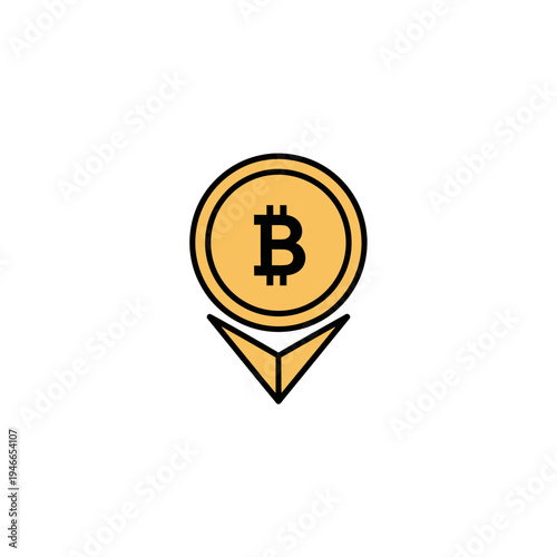 Bitcoin Location Icon vector illustration