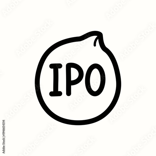 IPO Stock Market Concept Outline Icon vector illustration