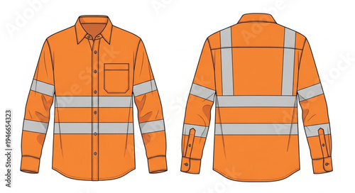 Orange High Visibility Long Sleeve Shirt with Reflective Stripes.