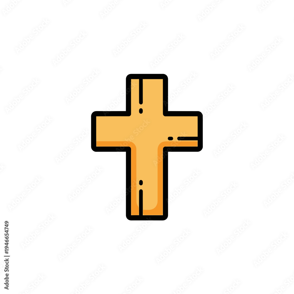 Fototapeta premium Stylized Golden Christian Cross vector illustration