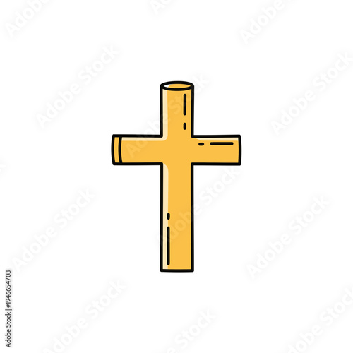 Golden Christian Cross Icon vector illustration
