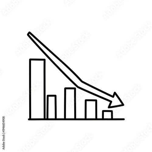 Declining Graph Outline Icon vector illustration