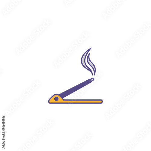 Vector Incense Stick with Stand and Smoke vector illustration