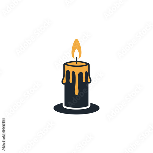 Burning Candle with Dripping Wax vector illustration