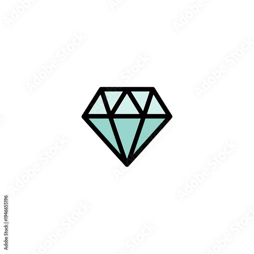 Simple Diamond Icon with Teal Fill vector illustration