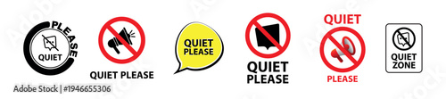 quiet please sign on white background
