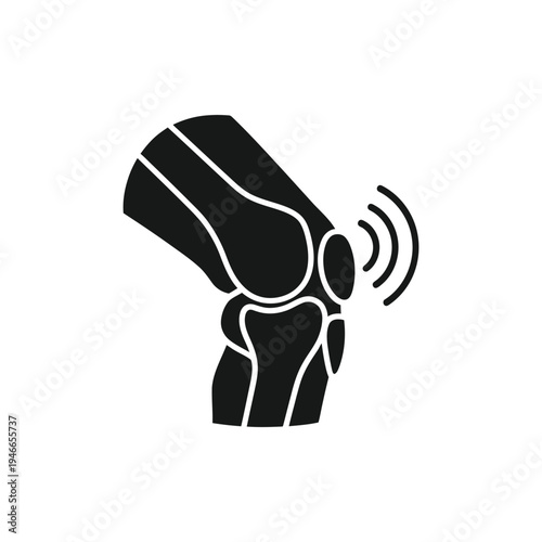 Stylized Icon of Knee Joint with Pain Signal