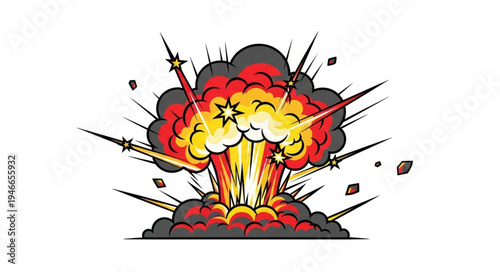 Cartoon Nuclear Explosion Illustration.