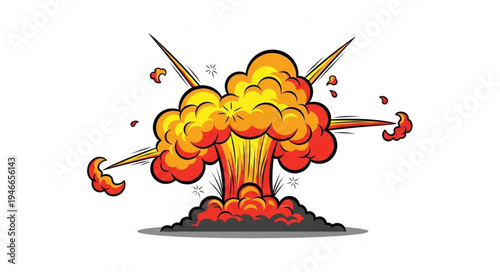 Cartoon Nuclear Mushroom Cloud Explosion.