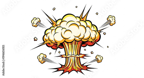 Cartoon Nuclear Mushroom Cloud Explosion.