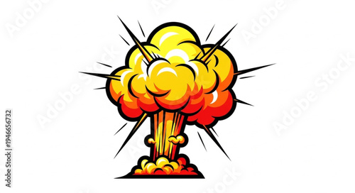 Cartoon Mushroom Cloud Explosion.
