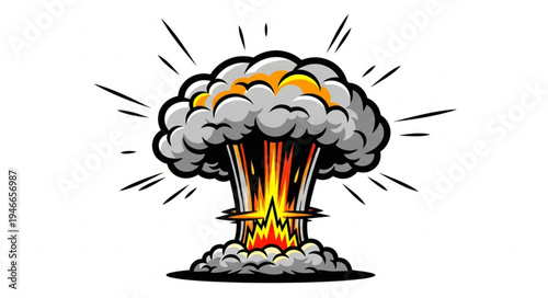 Cartoon Nuclear Explosion Blast.