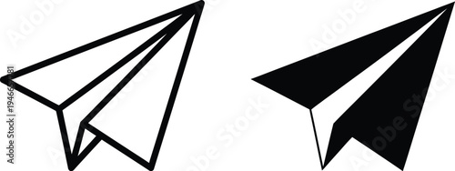 Paper plane icon symbol for sending messages, emails, or representing flight and travel. 