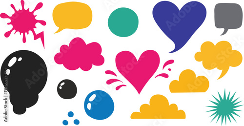 Colorful chat and thought bubbles for digital communication