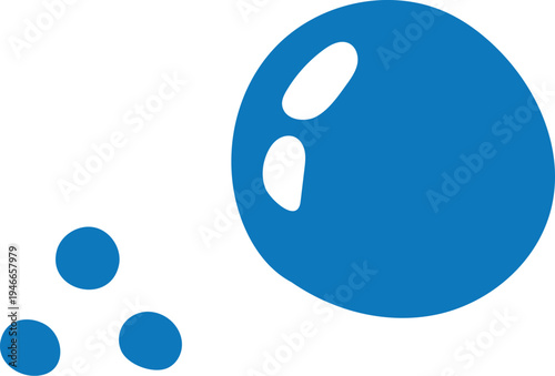 Blue bowling ball and smaller balls on for game or sport