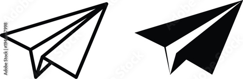 Paper plane icon symbol for sending messages, emails, or representing flight and travel. 