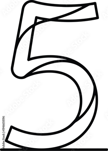 Modern vector illustration of the number five in a unique artistic style design