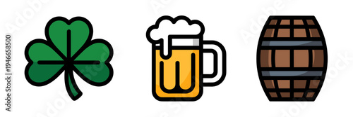 Traditional Irish pub sign symbols – Great for website design, tavern branding, or cultural articles.