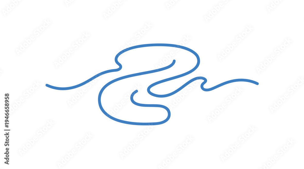 Fototapeta premium Abstract Blue Line Art Swirl.