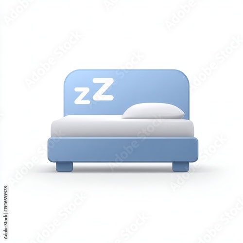 Bed with a light blue color and a soft pillow shows a resting spot for sleep during night hours in a simple design